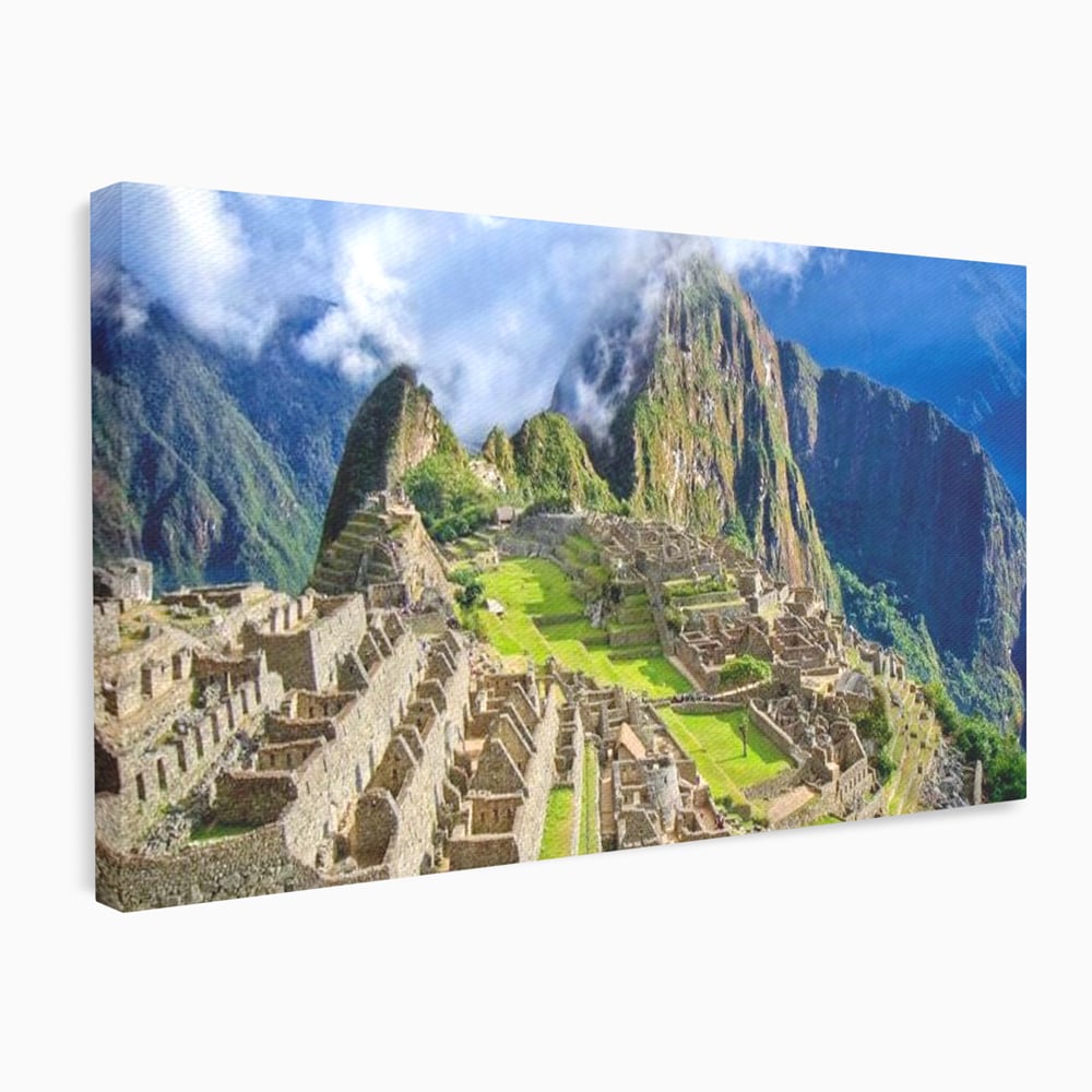 Tablou canvas cu tablou canvas cu cetatea machu picchu, fara rama, pe sasiu de lemn